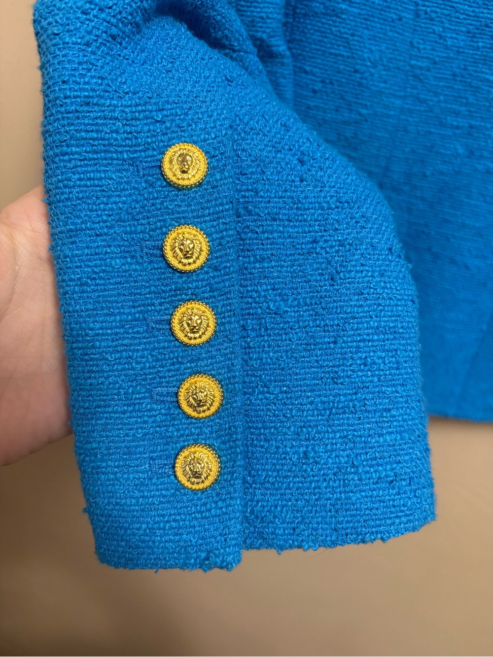 L'AGENCE Brooke Tweed Blazer Blue Gold Size 4 - Picture 7 of 13